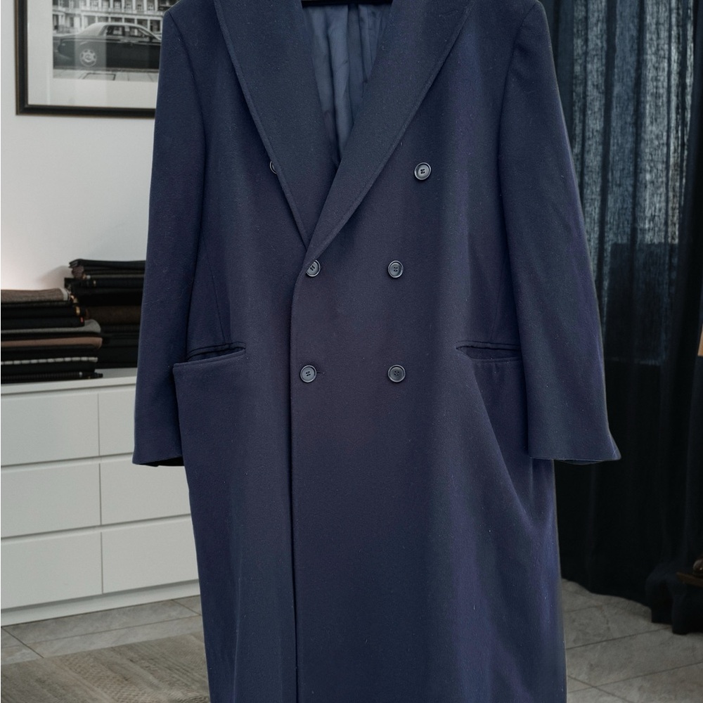 Elegant Navy Double-Breasted Coat